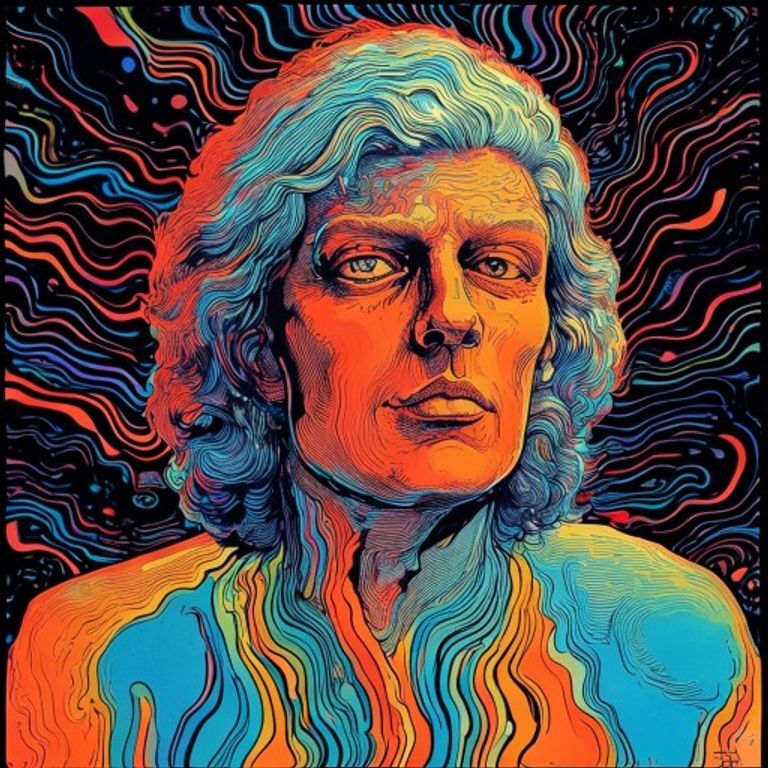 Source-image rendered as a 1966-1968 San Francisco psychedelic concert poster: liquid-light vibration, complementary co…