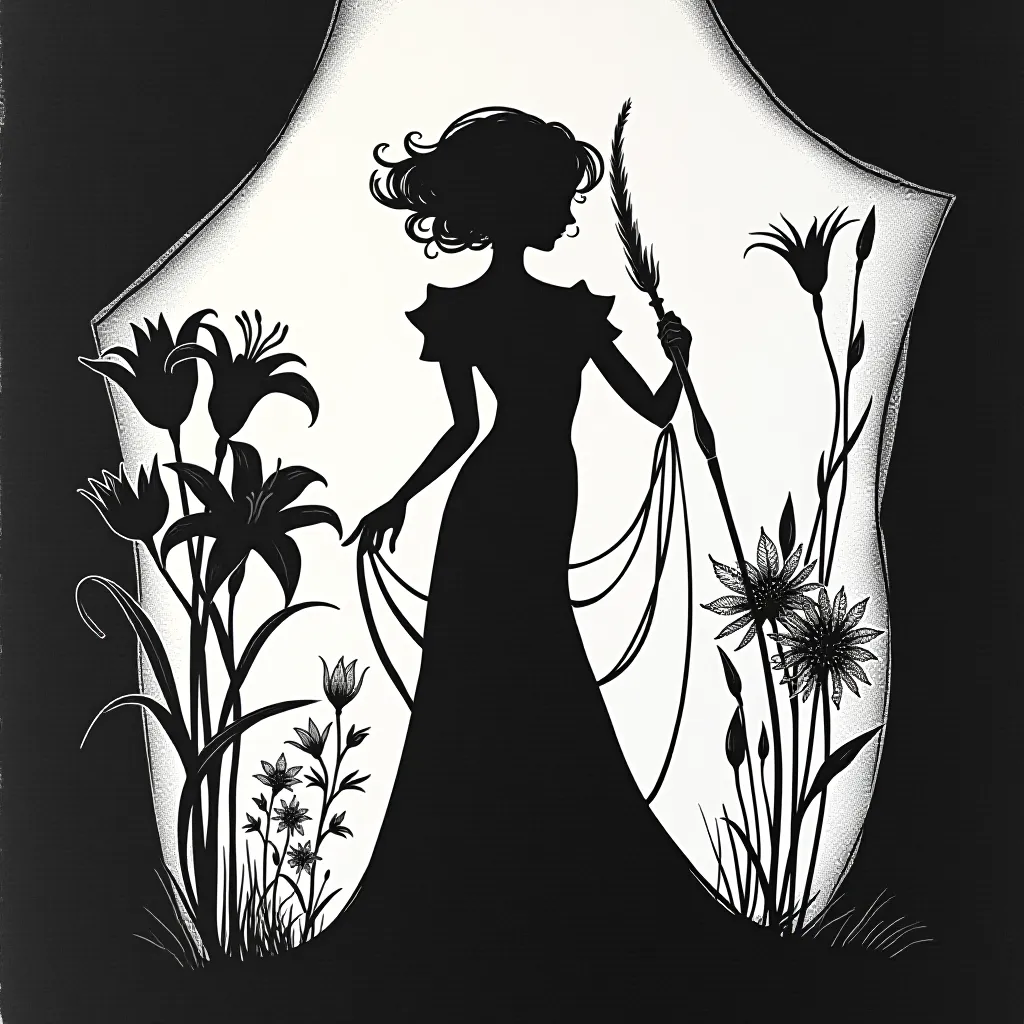 Style register: Aubrey Beardsley's 1890s black-ink illustrations, theatrical white reserve, hairline contours, and orna…