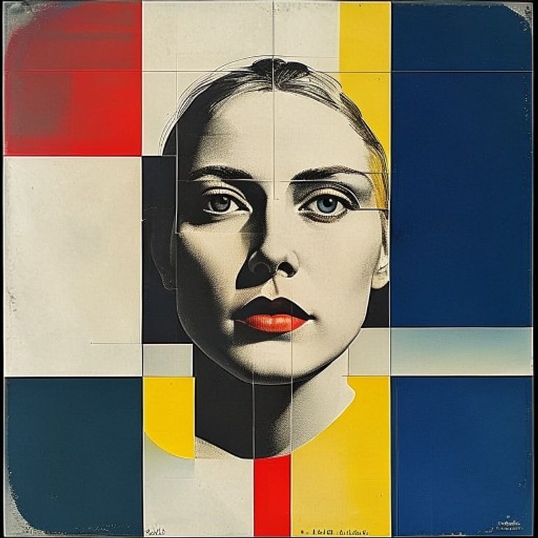 Style register: Herbert Bayer Dessau Bauhaus 1925 to 1928 universal-alphabet and poster grammar, geometric sans-serif logic, primary-color planes, exposed printer's grid, lowercas…