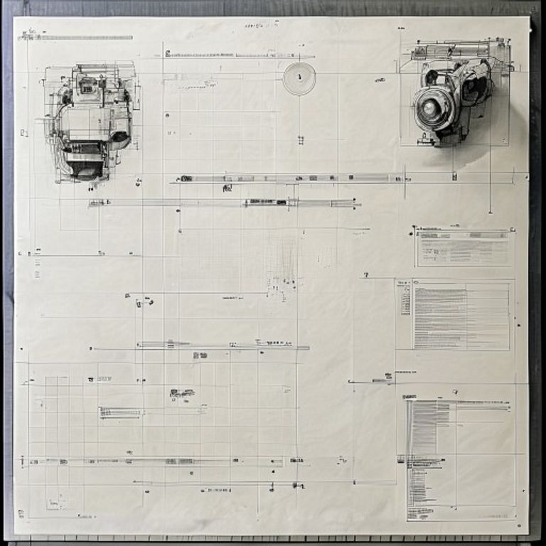 The Dieter Rams design specification: modular orthographic grid showing plan, elevation, side, and detail at precise sc…
