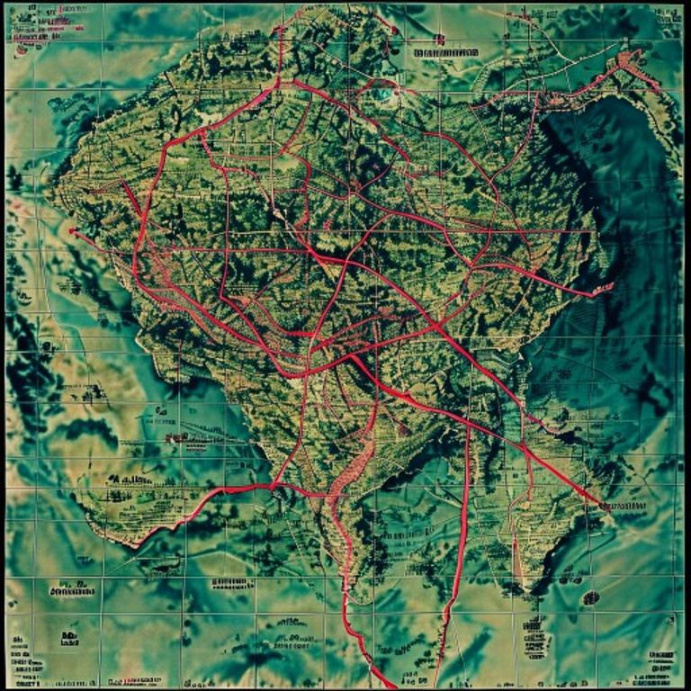 The command center map: unit symbols, arrows indicating movement or attack vectors, color overlays for front lines and contested territory, scale grids for fire-control calculatio…