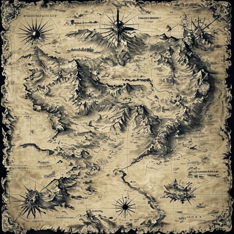 The frontier map: known territory rendered in careful detail, unknown territory left blank or annotated with speculatio…