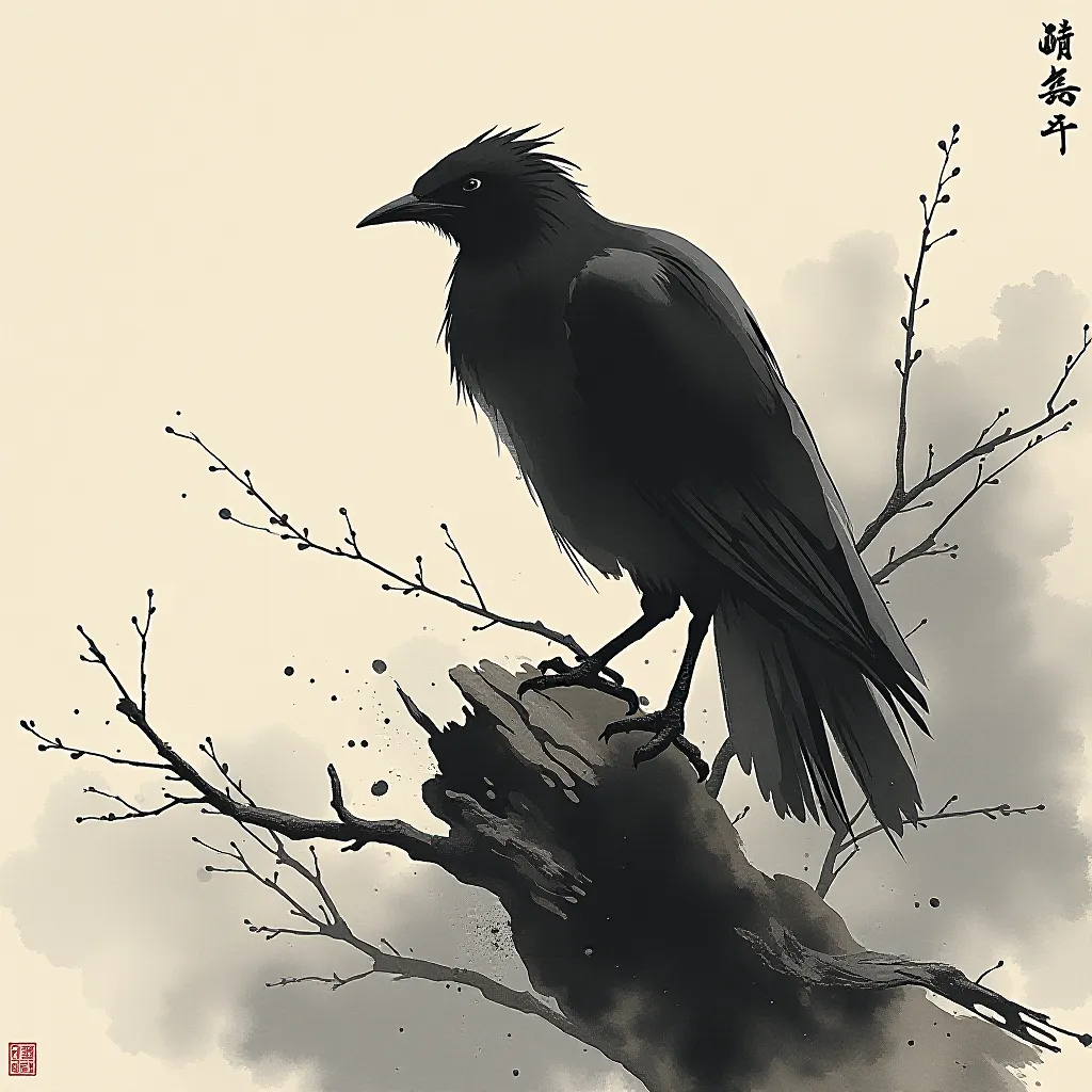 Style register: Xu Wei's Ming-dynasty xieyi freehand, splashed ink and abrupt dry-brush accents held in tension with re…