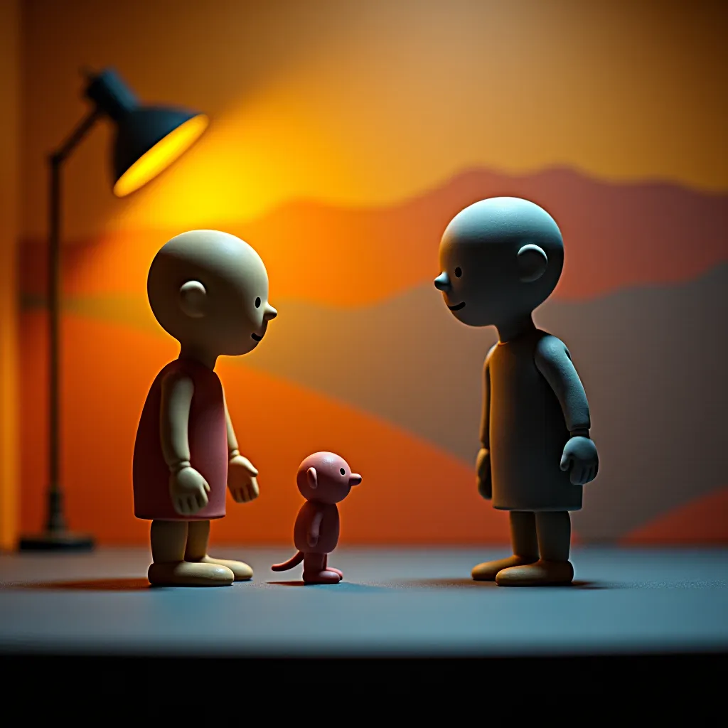Style register: Will Vinton's hand-molded stop-motion plasticine, tactile fingerprints, compressed edges, and theatrica…