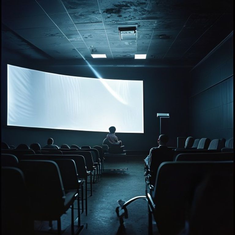 A coach seated in a darkened film-study room, projector-beam illuminating the frame, eyes locked on game-tape with a re…