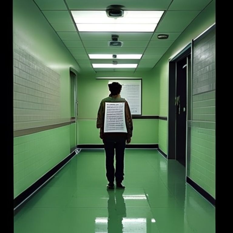 The coach/sports register rendered with greentext-doomer crudeness, the empty hallway and the posted list, MS-Paint sin…