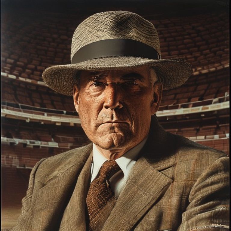 The iconic houndstooth fedora and the coach who made loss impossible. Rendered as a monument the stadium built around h…
