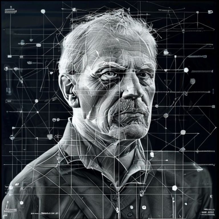A coach rendered inside a geometric system diagram, the coach as a node in a larger collective machine. The diagram is…