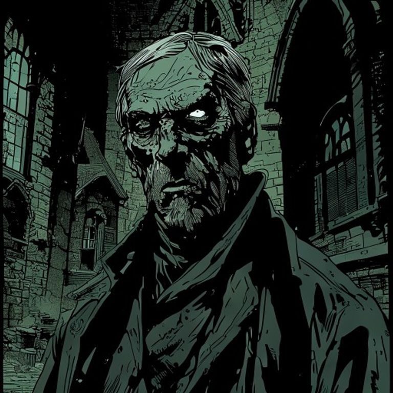 Re-render as a Mignola Hellboy page: huge flat black shapes, occasional silhouetted detail, Dave-Stewart-style muted co…
