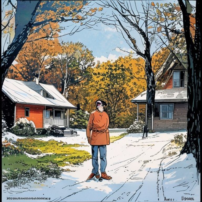 Re-render as a Sunday Calvin-and-Hobbes broadsheet panel: confident brush-ink contour, transparent watercolor wash, aut…