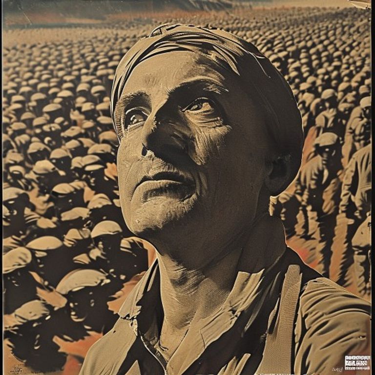 Gustav Klucis circa 1928 to 1932, mass-photomontage poster mode, the crowd as repeated photographic pattern.