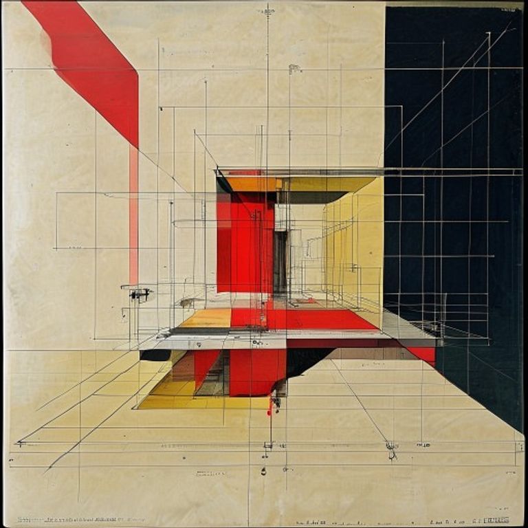 Style register: Theo van Doesburg and Hans Arp Cafe Aubette 1926 to 1928 architectural color-plan grammar, axonometric…