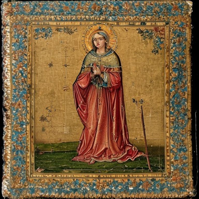 The medieval illuminated page: a single devotional scene from a Book of Hours or monastic prayer manuscript. Gold-leaf…