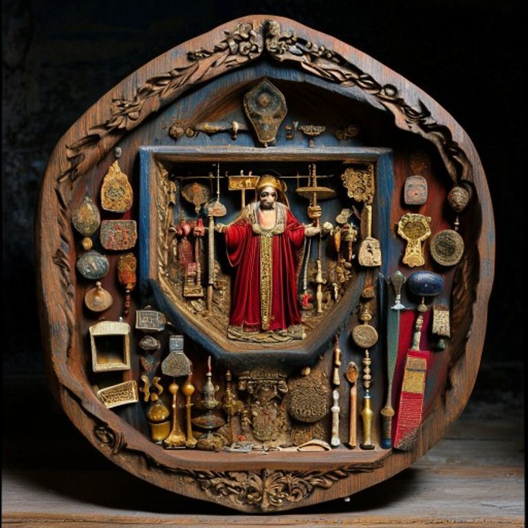 The home shrine in a box: a nicho, a reliquary, a three-dimensional sacred space rendered in wood, gilt, cloth, and gat…