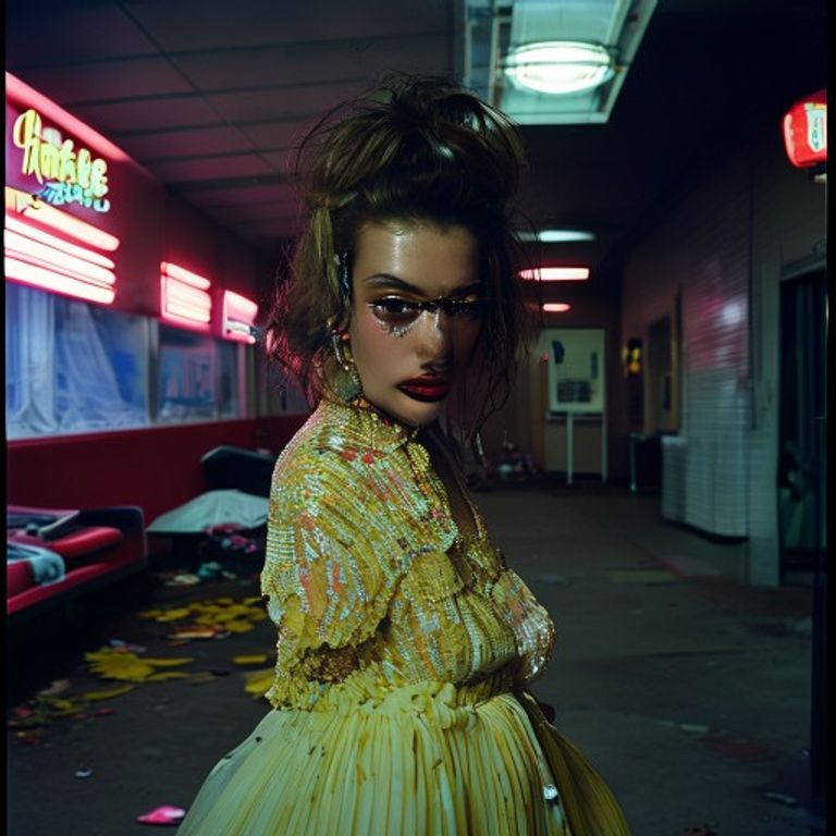 Re-render as a Steven Meisel Vogue Italia spread: high-production conceptual editorial, narrative implied, the fashion…