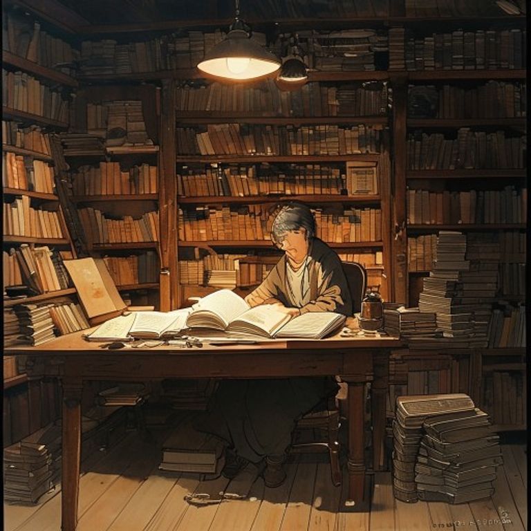 Howl's library, Whisper of the Heart's antique shop, Mononoke's Lady Eboshi war-room. The Ghibli book-and-lamp register.