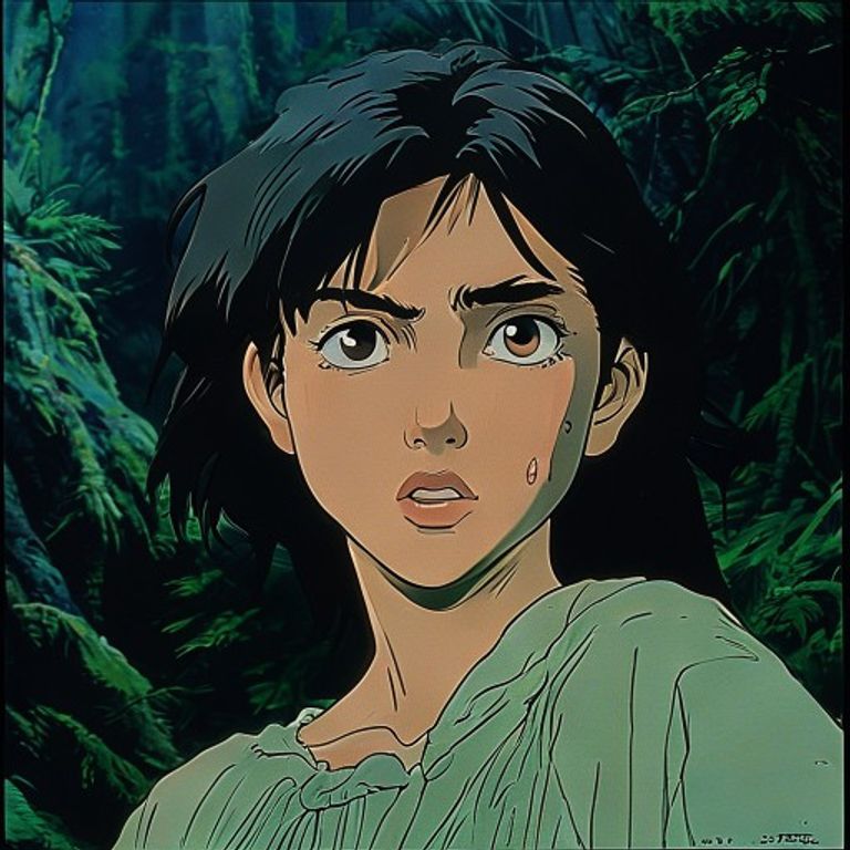 San with blood on her mouth glaring at the camera. The Ghibli register stolen back from the kawaii-Totoro-hugs-everyone…