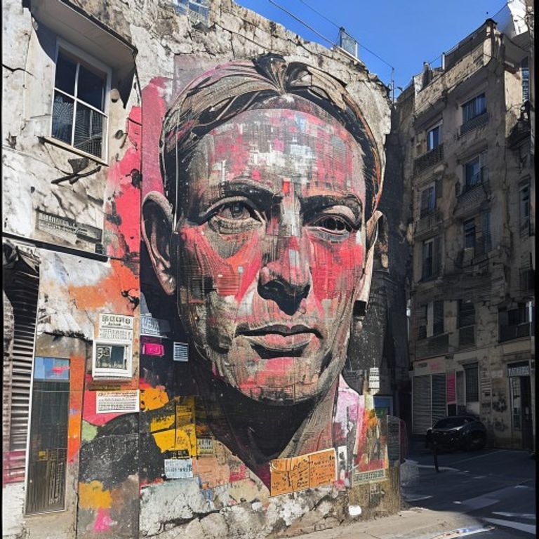 The Athens Exarchia neighborhood register, every surface tagged and painted and re-painted, the density itself is the p…