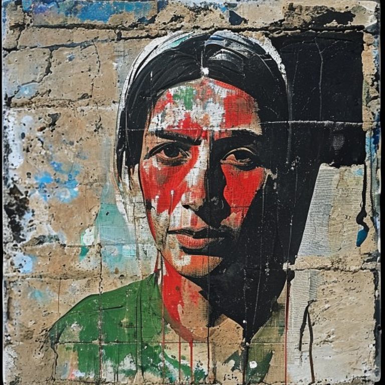 First Intifada (1987-1993) Palestinian wall-stencil and mural register. Spray paint over concrete and limestone, painte…