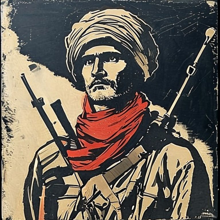 1943 to 1945 Italian Resistance register: CLN-aligned partisan brigade woodcut and clandestine-press visual grammar, Ap…