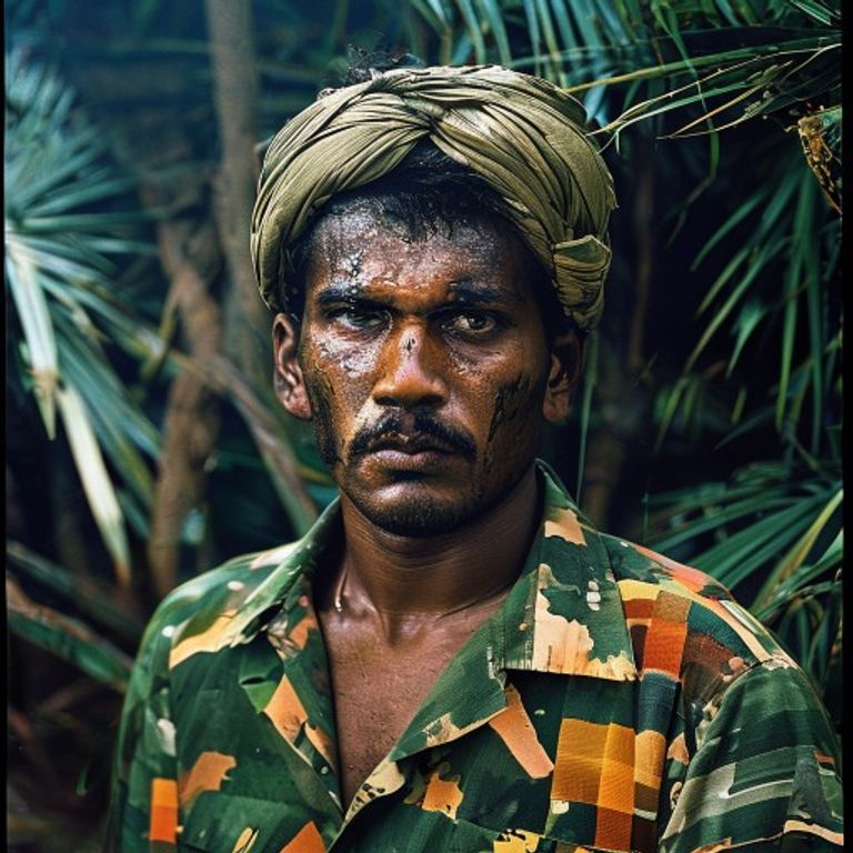1983 to 2009 LTTE register: Vanni and Jaffna peninsula jungle-cadre documentary aesthetic, Tamil Eelam parallel-state a…