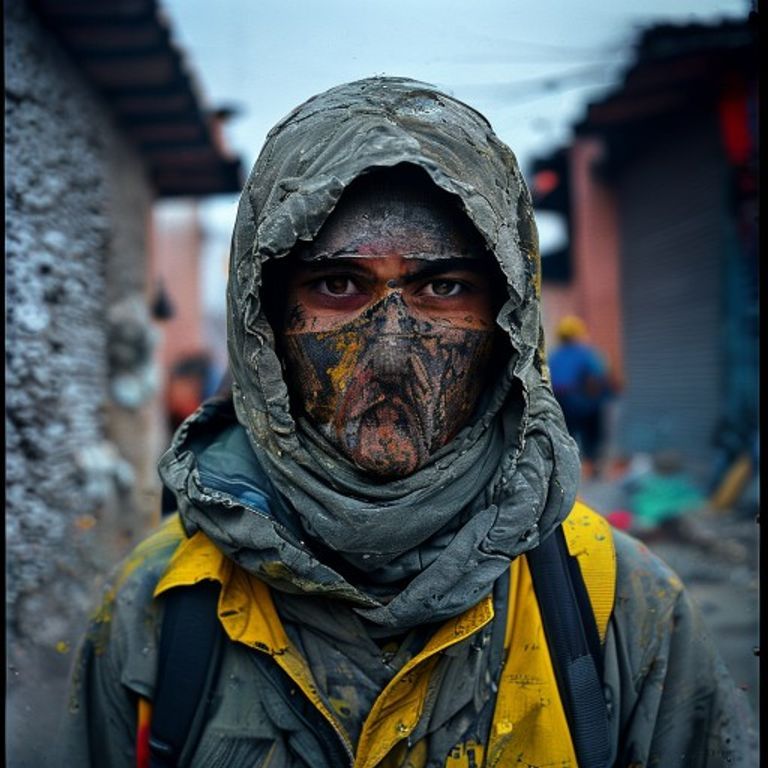The Kashmiri youth in the street moment, stone as signature and political claim, the asymmetry of rock against riot-gea…
