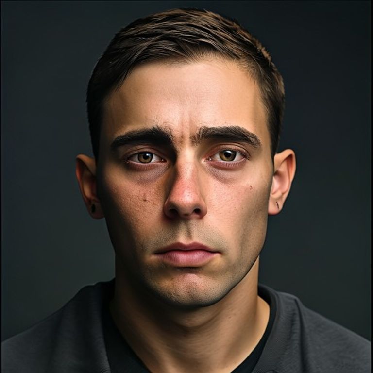 The extreme crop and visible compression artifacts signal "this is a reaction, not a portrait." Strips the subject of c…