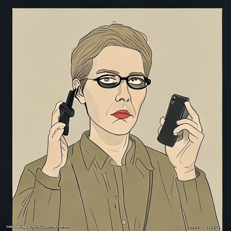 The "based department calling" descendant: subject holding an imaginary phone with deadpan expression, the visual grammar of irony-as-cover for actual sincere endorsement.