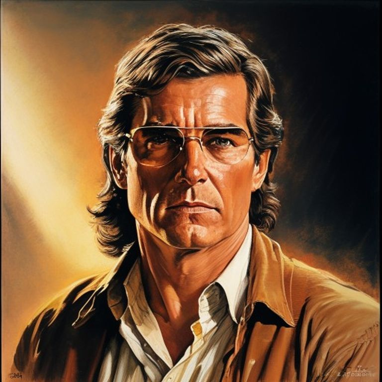 The Star Wars, Indiana Jones, Back to the Future register. Airbrush plus colored pencil, ensemble heads floating in a w…