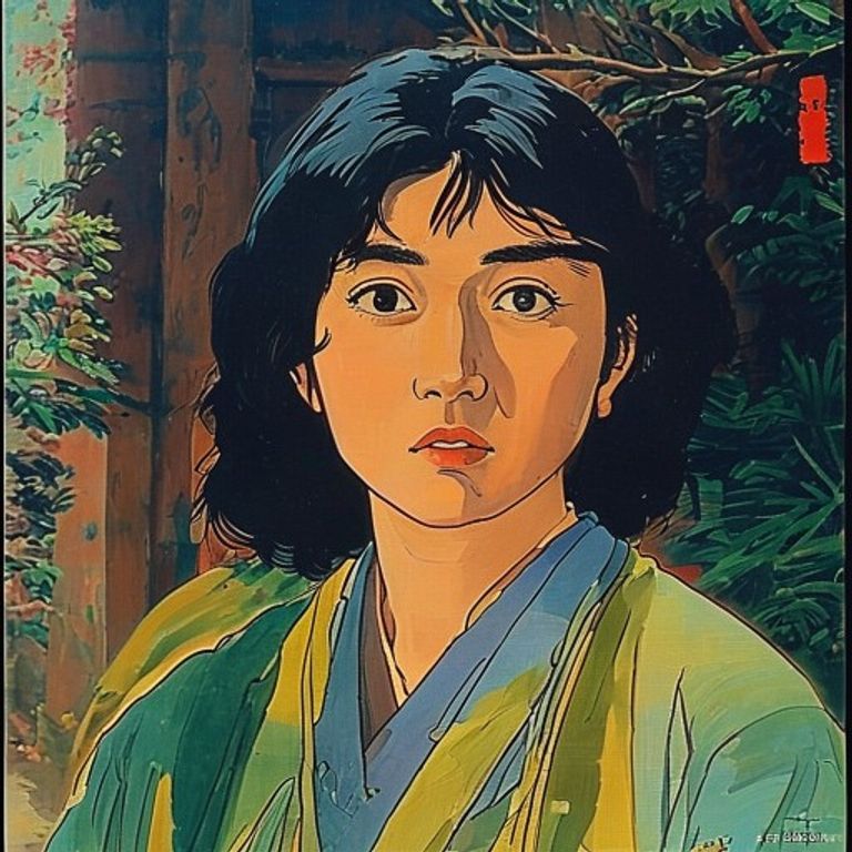 Studio Ghibli theatrical poster tradition (1987 onward, Miyazaki and Takahata films). Painted animation art as fine-art…