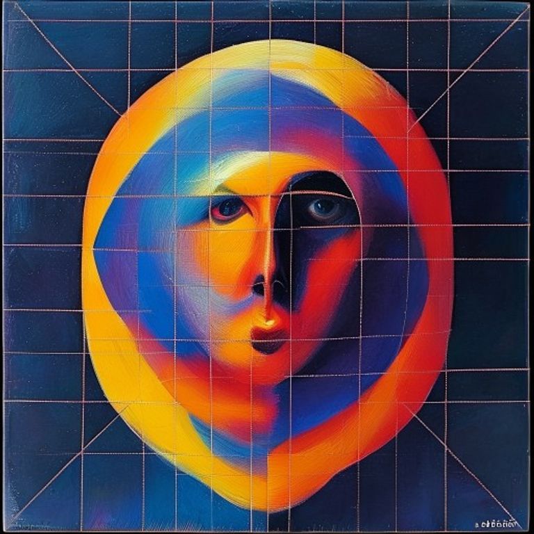 Style register: Victor Vasarely Vega series 1968 to 1979 geometric grid distorted by simulated spherical bulge, the pic…