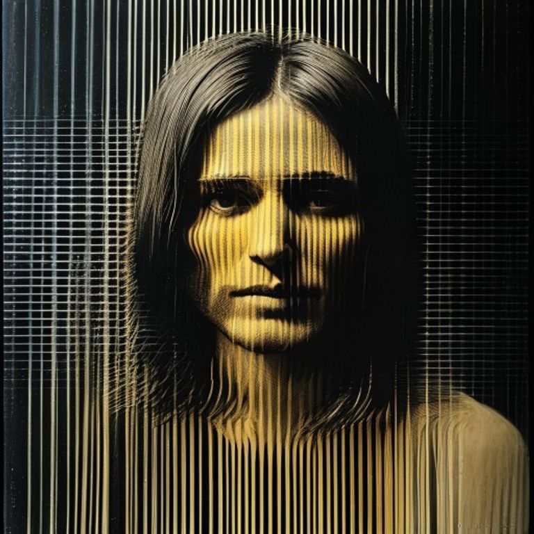 Style register: Jesus Rafael Soto 1960s to 1980s kinetic-vibration grammar, fields of thin parallel vertical rods or li…