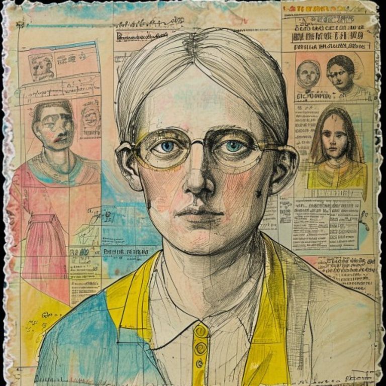 Watercolor and traced-magazine-clipping panoramic in the unschooled visionary register of the Realms of the Unreal.
