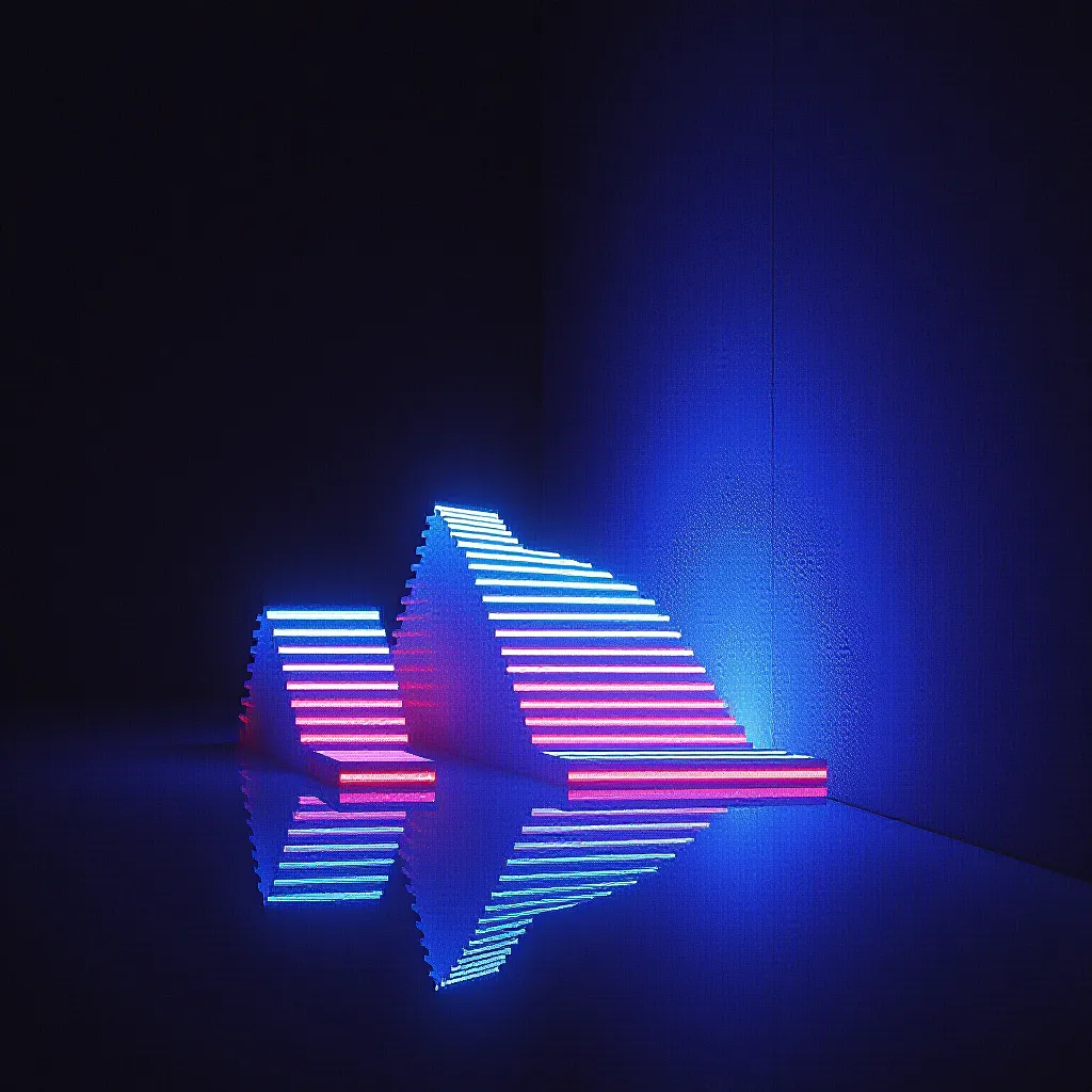 Style register: late-eighties home-computer demoscene raster art, ordered dithering and luminous stepped color bands th…