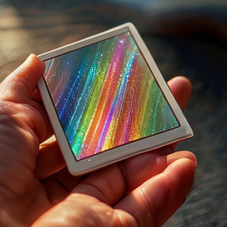 The card held at a tilted angle, light streaking diagonally across the holographic-foil illustration window. The talism…