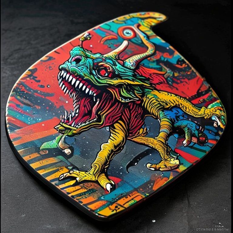 Style register: skateboard-deck-bottom-graphic grammar from Powell Peralta 1980s through contemporary Palace / Polar /…