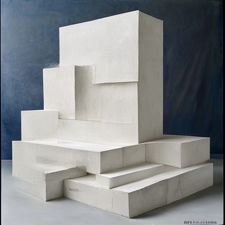 Kazimir Malevich's late-1920s Architecton mode, pure white plaster geometric assemblies as architectural models.