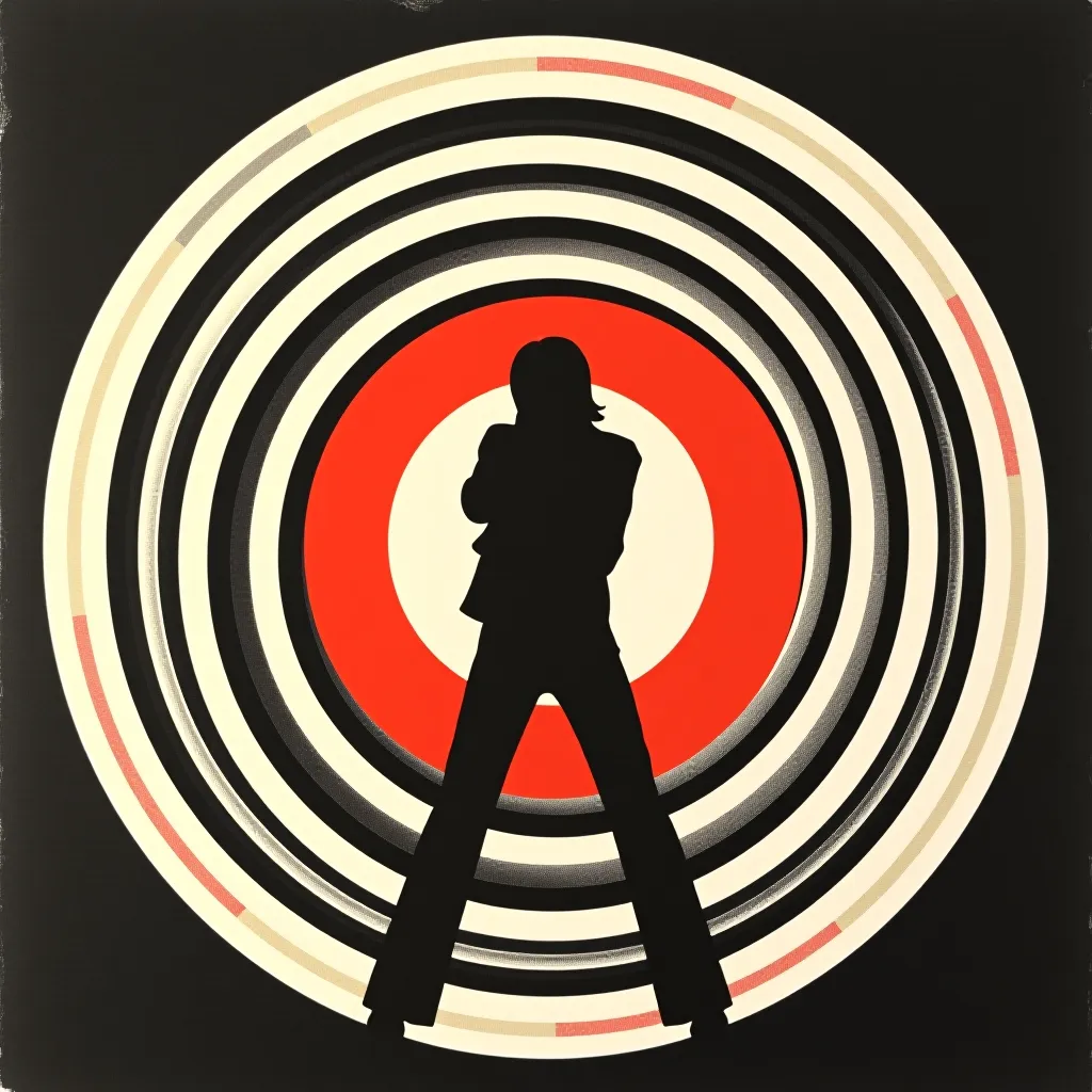 Style register: Josef Muller-Brockmann's Swiss concert-poster circles, compass precision, measured white ground, and vi…