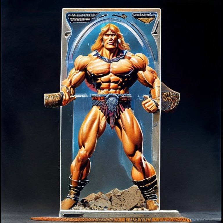 The 1982 to 1987 Mattel Masters of the Universe box and blister-card painted keyart. The Frank Frazetta-derived barbari…