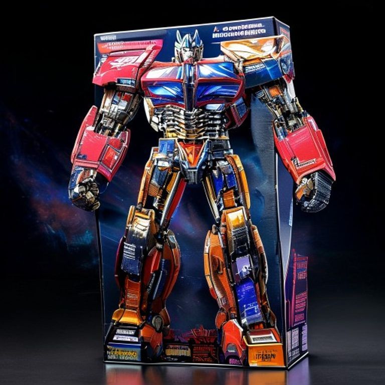 The 1984 to 1990 Hasbro/Takara Transformers Generation 1 box with the rear-panel tech-spec bar-chart grid. The roleplay…